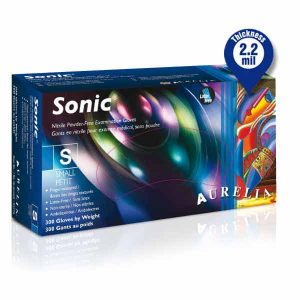 Aurelia SONIC Ultra Soft Nitrile Powder-Free Gloves - Ultra Stretch - Finger Tip Textured - Cobalt Blue